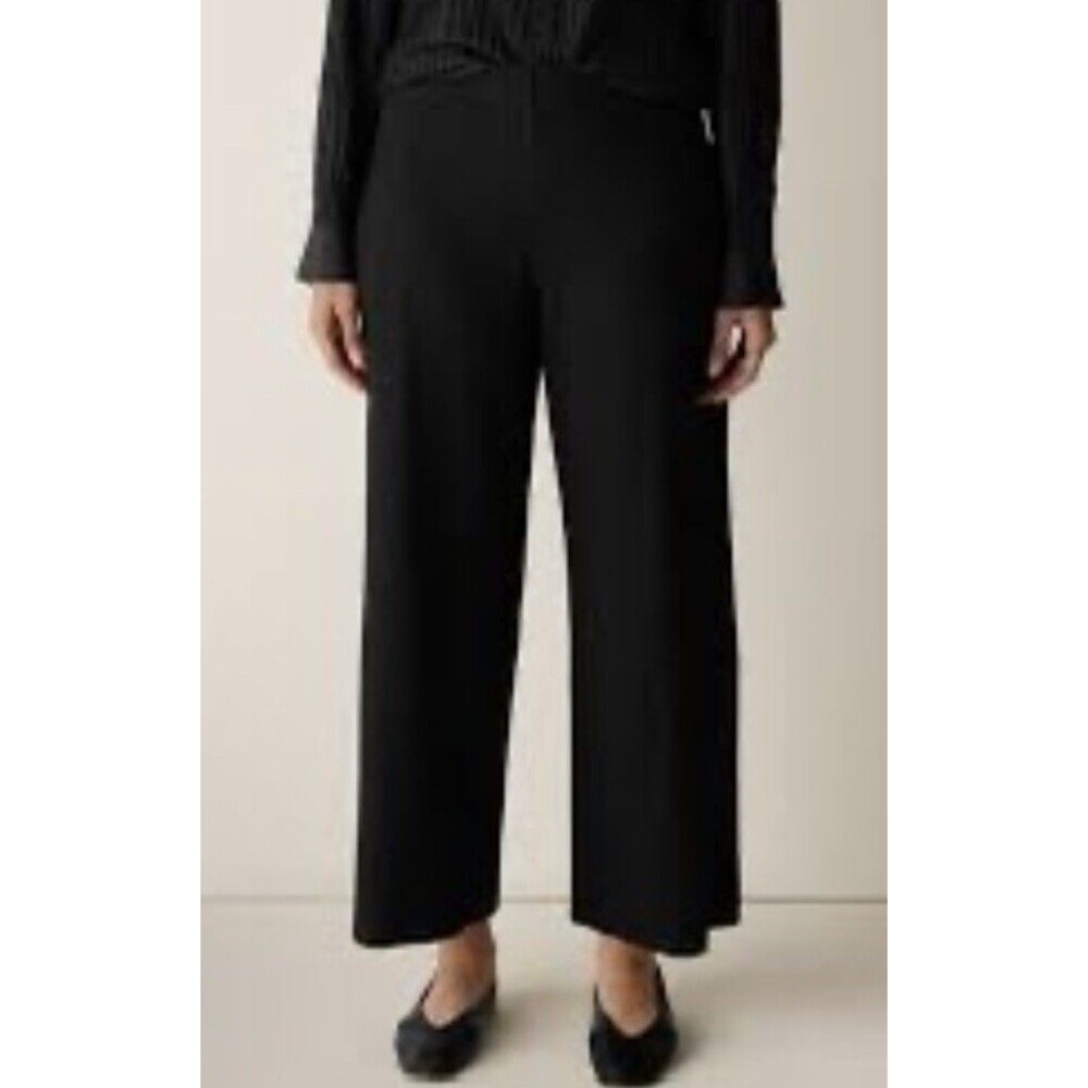 Eileen Fisher women's pants, size XL, black, straight-cut, wide-leg. NWT$258